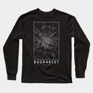 Bucharest Romania Minimalist Map Long Sleeve T-Shirt